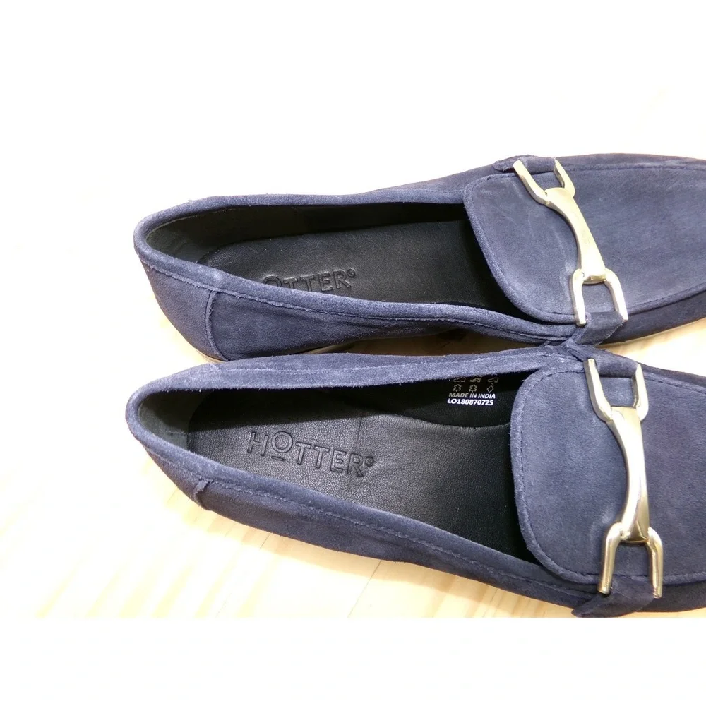 Hotter Horse Bit Loafers Shoes Womens Blue Size 9 Suede Slip On - Picture 7 of 8